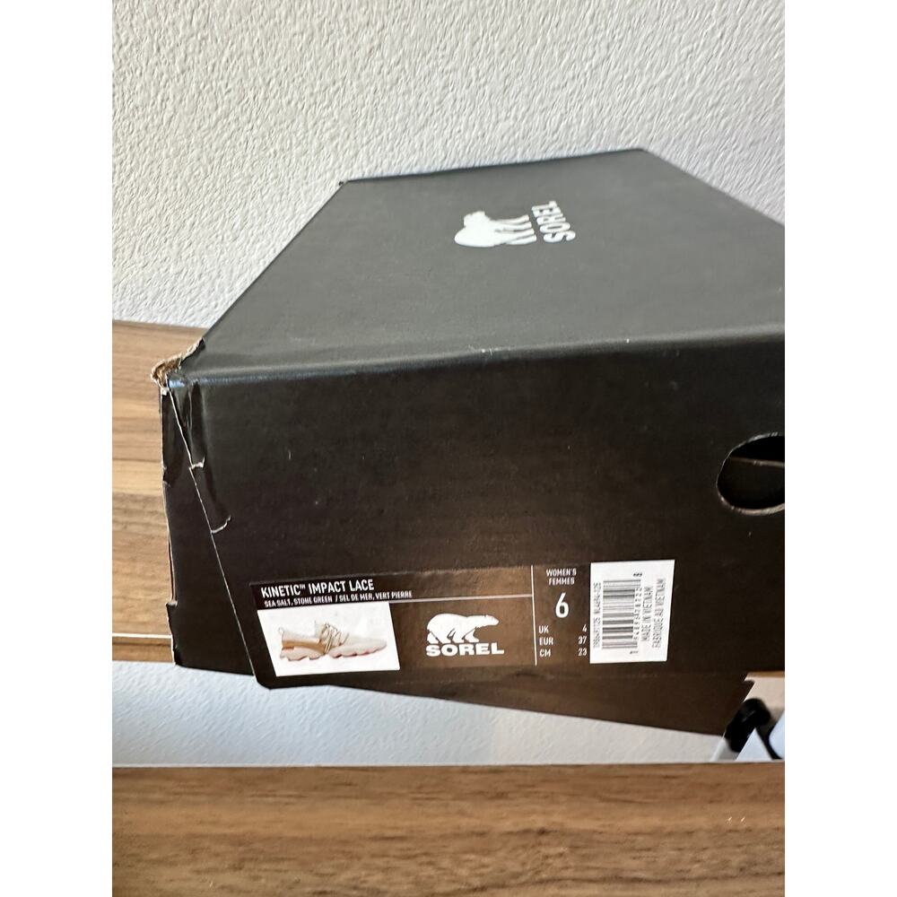Sorel Kinetic Impact Lace Sneakers Women’s Size 6 Sea Salt Stone Green - Picture 4 of 4